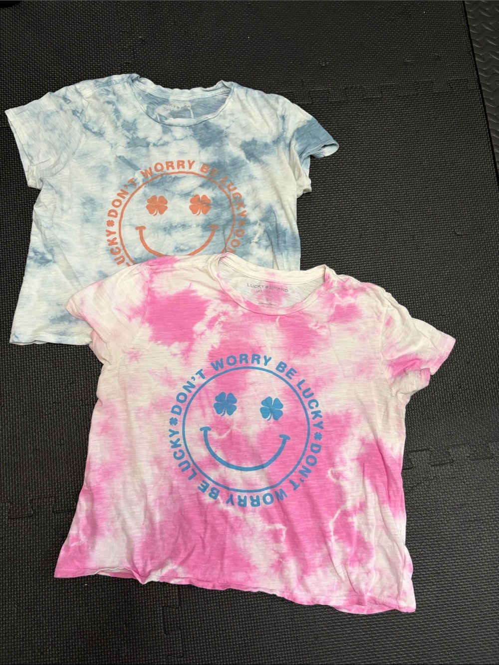 Lucky Brand Pink & Blue Tie-Dye Smiley Tee Duo